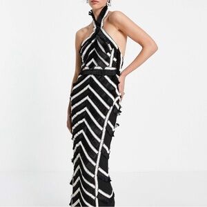 ASOS embellished fringe gown